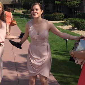 Zimmermann Pale Pink One Shoulder Dress - Size 2, But fits like Size 4/6